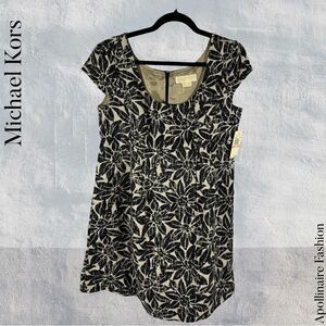 MICHAEL KORS LINEN FLORAL PRINT MINI DRESS SIZE 10 NWT BLACK GREY